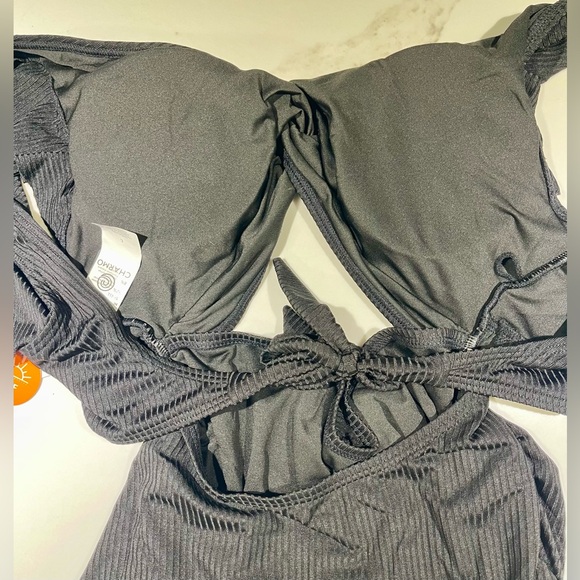 🥳🥳2 FOR 1 Charmo Ruffle UPF Maternity Suit Cutout Ruched & Black Flowered, L - Picture 10 of 16